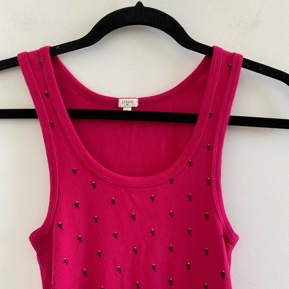 J. Crew Factory Pink Lion Ribbed Tank Top Size Small